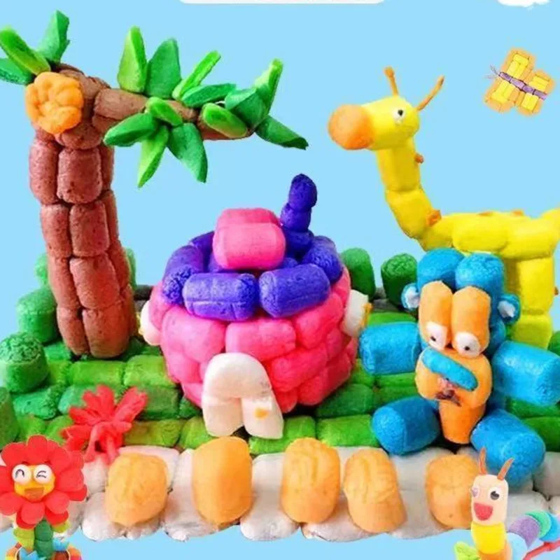 500/1000pcs Magic Corn Kernels DIY Toys Children Creative Art Handmade Colorful Foam Sticky Educational Buliding Block Puzzle