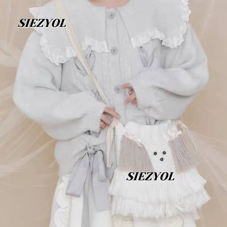 Sweet and Cute Girls Knitted Messenger Bags Autumn New Arrived Versatile Shoulder Bag Fashion Fringed Outdoor Cosmetic Bag