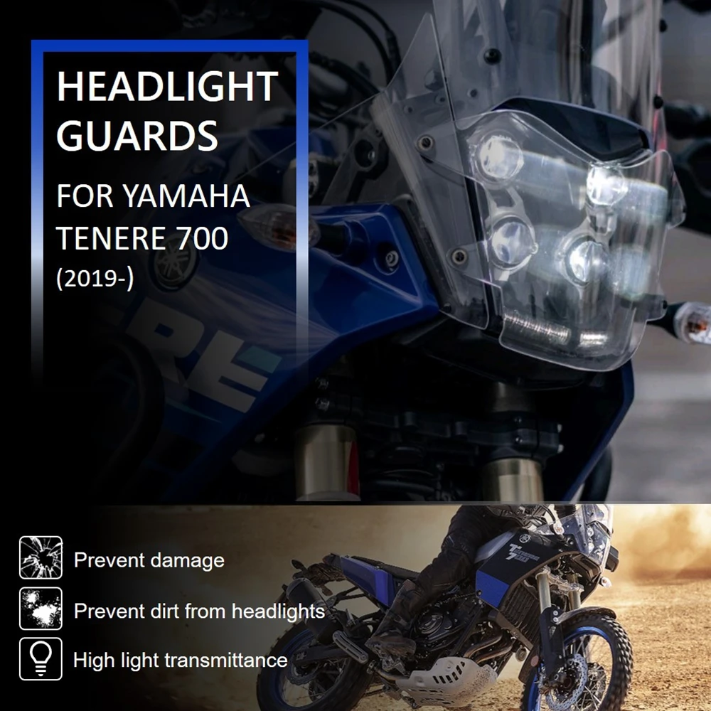 

Fit For YAMAHA Tenere 700 Tenere700 XT700Z 2019 2021 2022 Motorcycle Acrylic Headlight Protector Light Cover Protective Guard