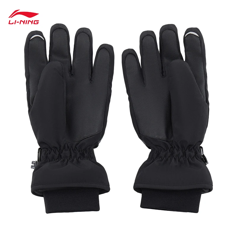 LI-NING سلسلة الحياة الرياضية للجنسين أسلوب بسيط قفازات مخملية دافئة قفازات رياضية مقاومة للرياح ASGV015 #3