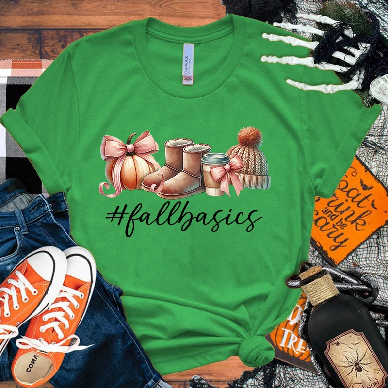 

Fall Basics Printed T-Shirts Women Men Short Sleeve Funny Round Neck Tee Shirt Casual Summer Tops