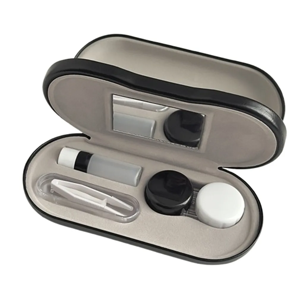 

2 in 1 Glasses Storage Case Double Layer Compression-resistant Glasses Box Black with Mirror Cosmetic Case for Men Women