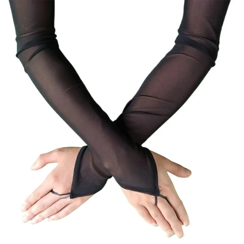 

49 см женские сексуальные прозрачные сетчатые длинные перчатки без пальцев на крючках в стиле ретро вечернее платье аксессуары косплей эластичность