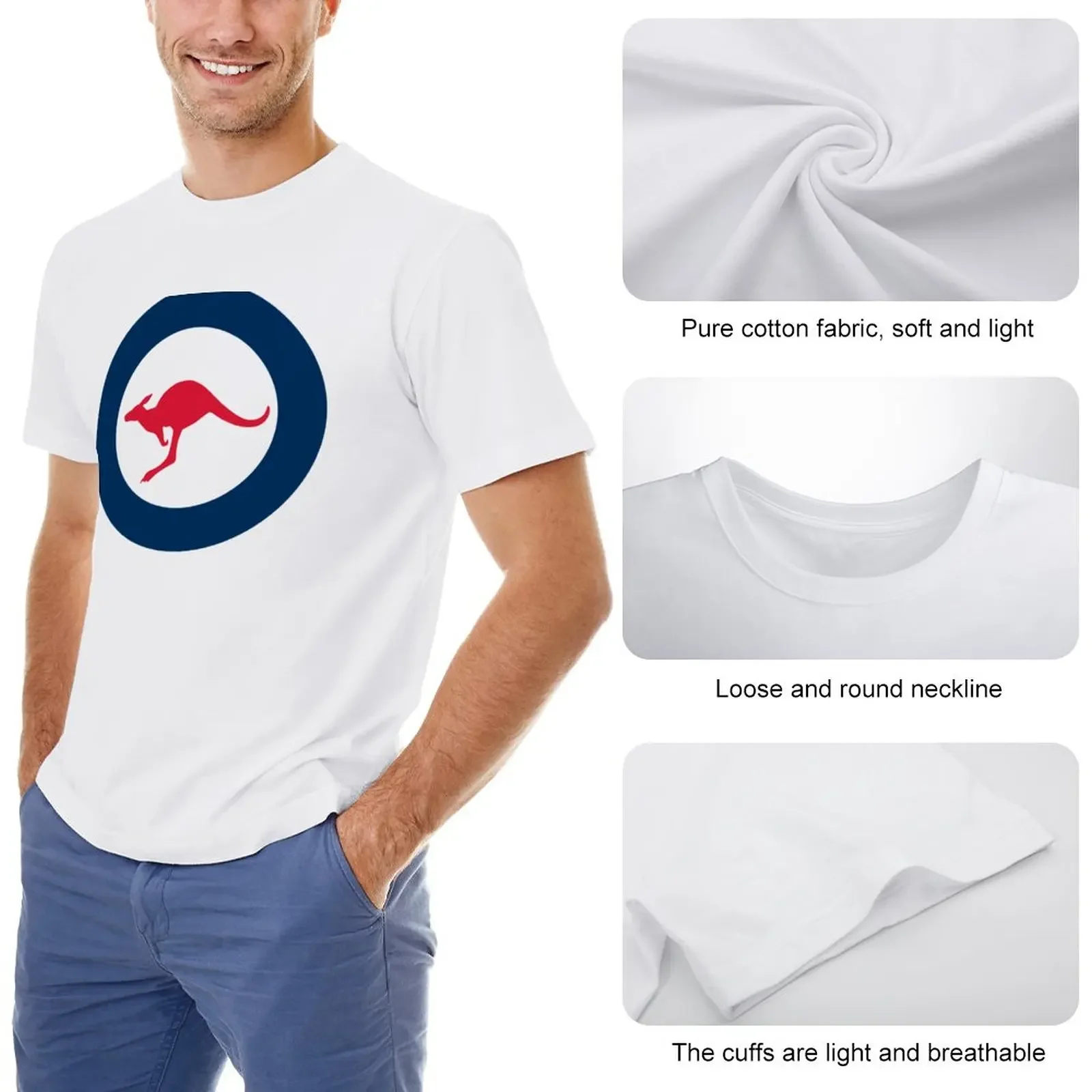 RAAF ROYAL AUSTRALIA AIR FORCE ROUNDEL RONDEL KANGAROO T-Shirt man clothes Short sleeve tee sweat shirts, men