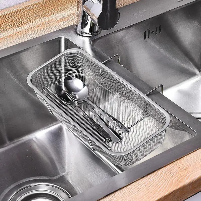 Stainless Steel Sink Drain Basket Fine Mesh Anti Rust Coating For Drying Kitchen Utensils And Fresh Produce