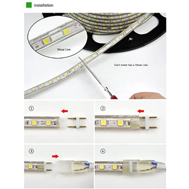 Tira de luces LED 220V 60Leds/m IP67 impermeable blanco cálido con enchufe europeo luz Led Flexible Smd 5050 lámpara impermeable para exteriores