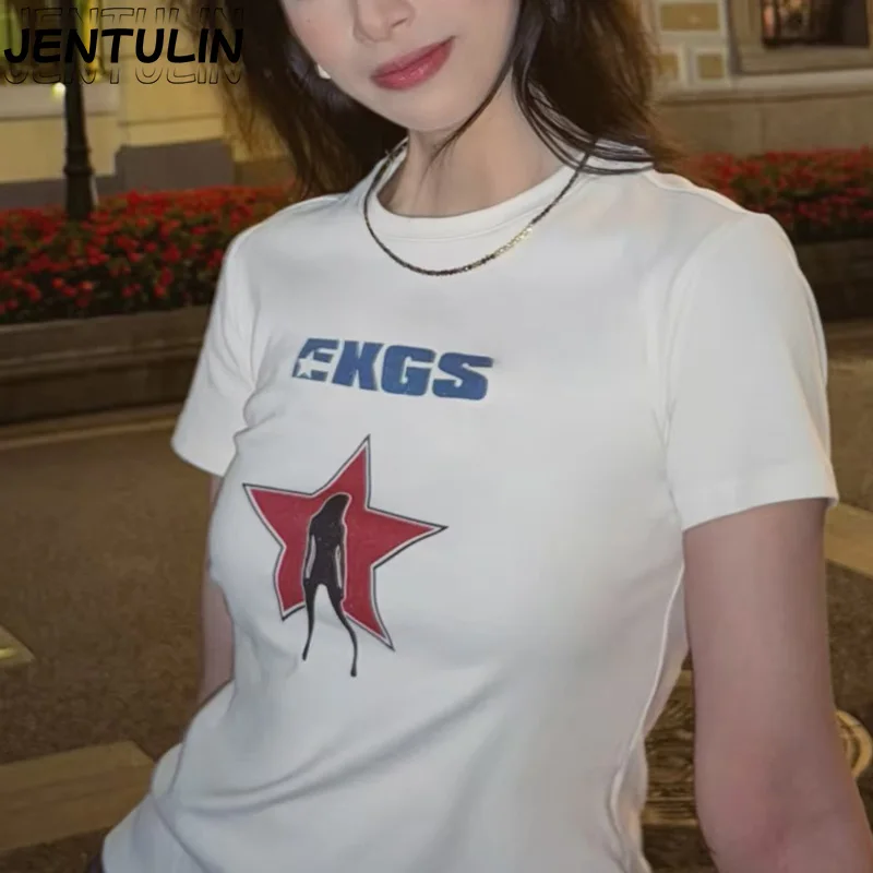 

Y2K Korean Popular Clothes Emo Aesthetic Summer Baby Tee Women Vintage Harajuku T-Shirt Streetwear E-girl Gothic Grunge Crop Top