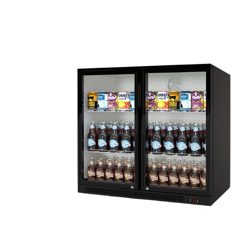 Commercial small built-in beer beverage water bar counter refrigerated and fresh-keeping display cabinet double door under count