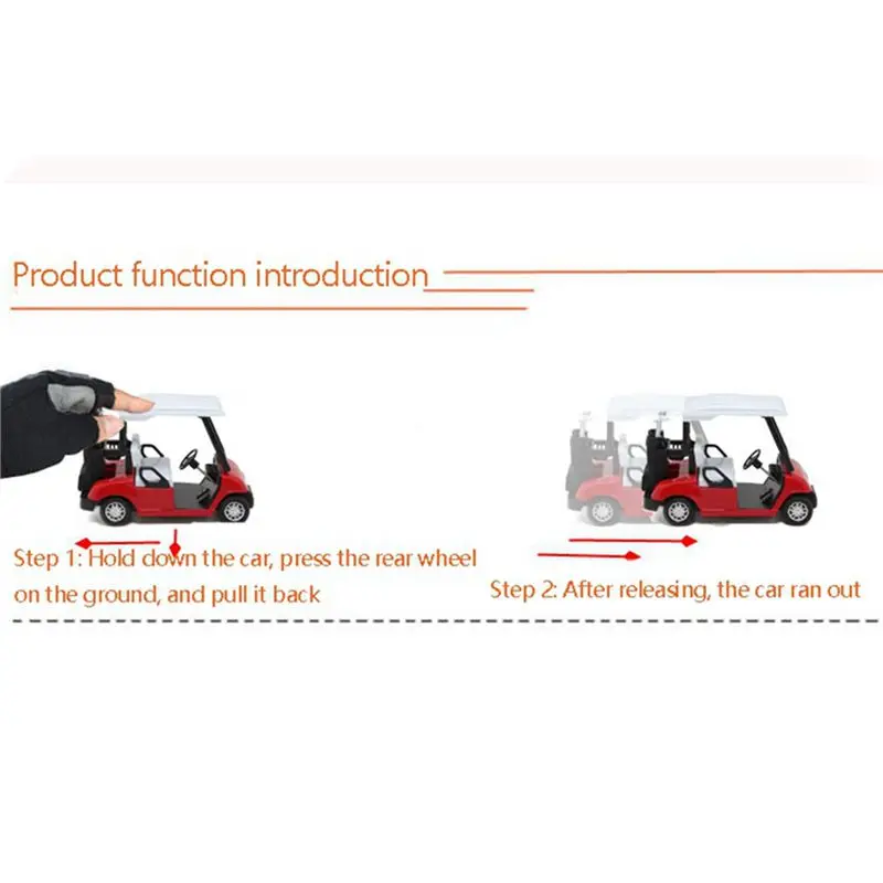 HOES-3X Golf Cart Golf Alloy Mini Model Golf Cart Super Pull Back Function Golf Cart Novelty Christmas Gift Red Model