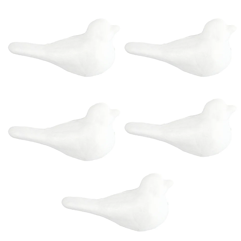 5 Pcs White Body Bird DIY Birds Shape Mold Foam Toys Halloween Foaming Birdie Christmas Ornament Craft Modeling Child