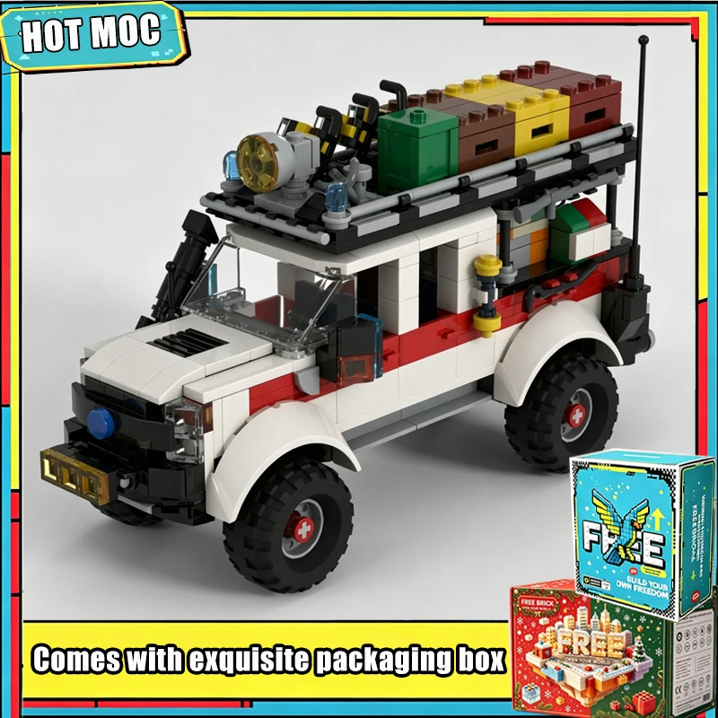 630PCS Off Road Rescue Truck MOC Building Blocks Model Storage Roof Rack DIY Assembly Collection Educational Creative Toy Gift