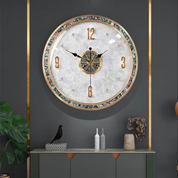 Brass Wall Clock Watch Abalone Shell Modern luxury Home Living Room Corner Copper Silent Clocks Interior Art Design Decorations