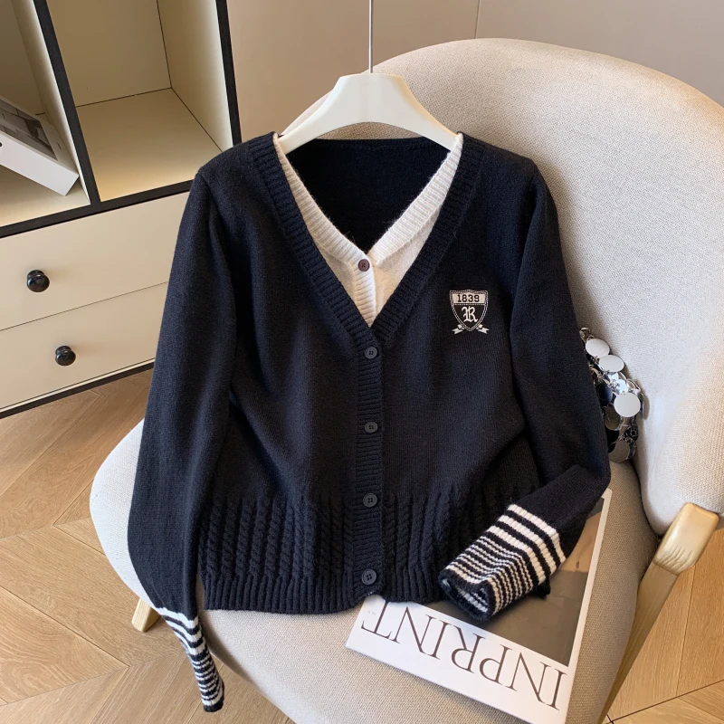 وهمية 2 قطع متماسكة سترة البلوز المرأة 2026 ملابس علوية بأكمام طويلة للربيع الخامس الرقبة القمم أنيق شيك موضة خمر السيدات لاعبا