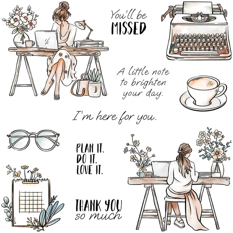 

Elegant Working Women Clear Stamp DIY Scrapbooking Supplies Silicone Stamp For Card Making Albums Crafts Decor