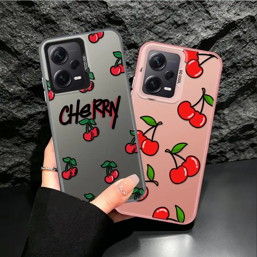 Coque de protection arrière pour Xiaomi Poco F4 C51 X3 NFC X3 Pro F3 GT C50 X5 Cherry Fruit