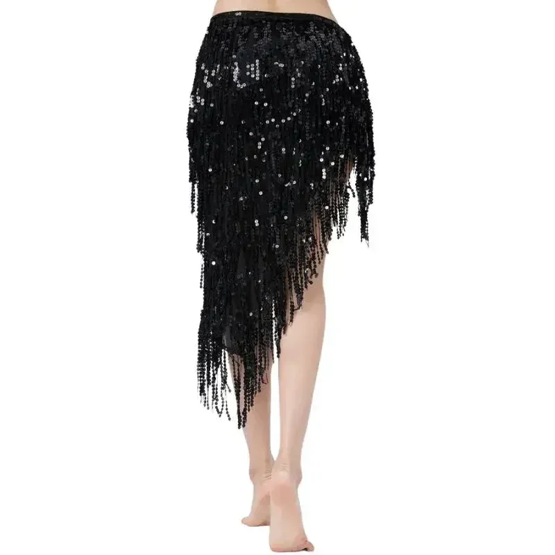 

COSda@Triangle sequins belly dance skirt long gland hip scarf festival outfits women clothing