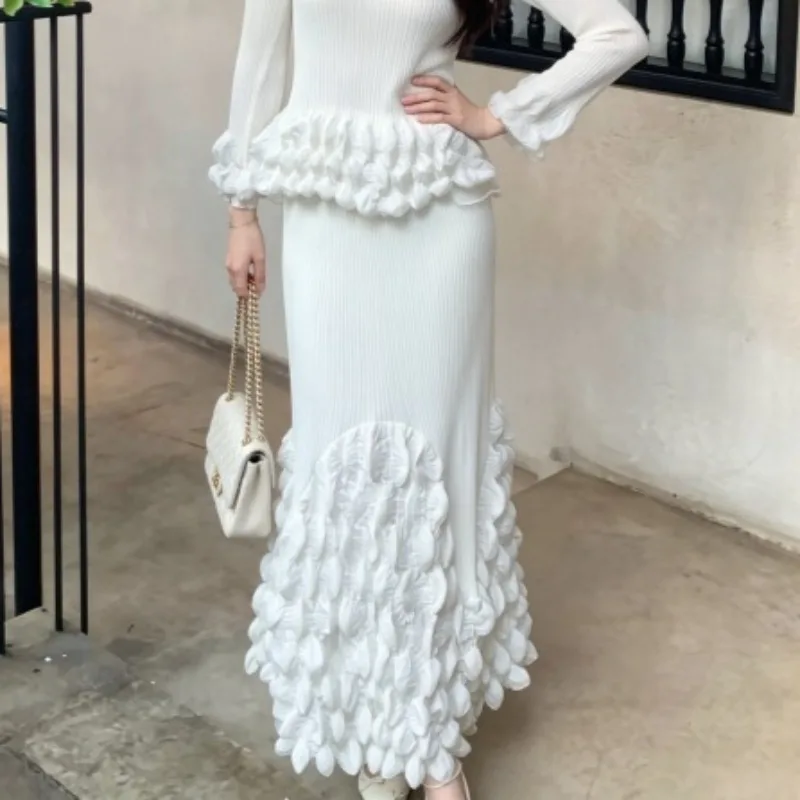 Miyake Pleated Design Bubble Pleats Skirt Plisse 2026 Autumn Elegant Jupe Slimming Fold Skirt Unique Versatile Women Clothing