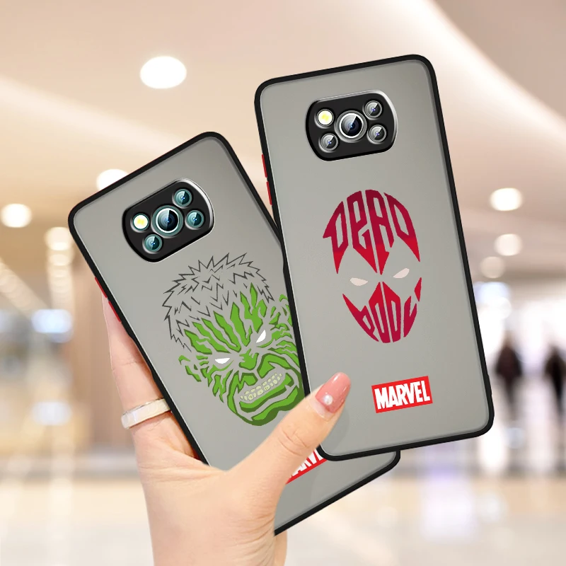 

Marvel Cool Fashion Luxury Frosted Translucent For Xiaomi Mi Poco X5 X4 X3 M6 M5S M5 M4 M3 F5 F4 F3 F6 Pro 5G Matte Phone Case