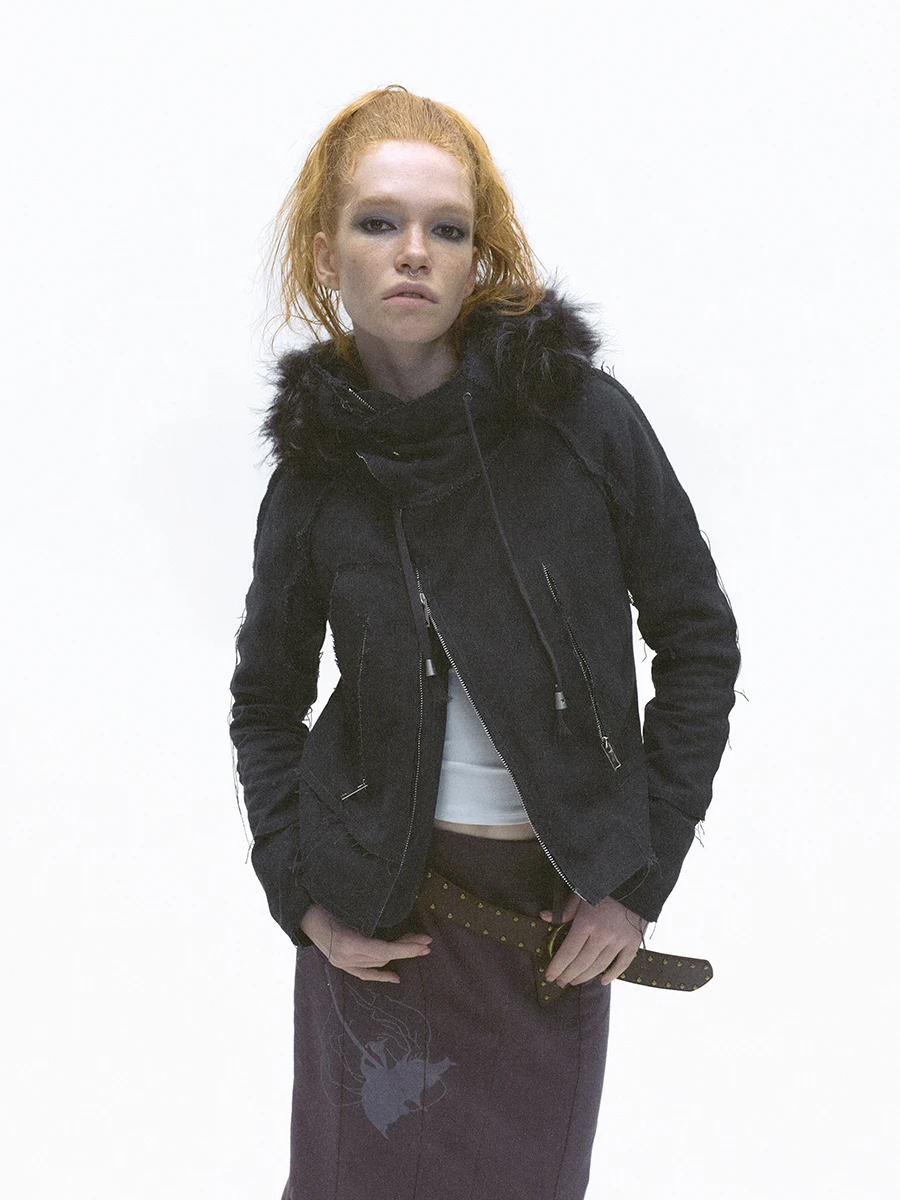 

Утепленная хлопковая куртка Seraphina из плотного хлопка, укороченная, универсальная, с капюшоном, в стиле панк-стритвир, для женщин