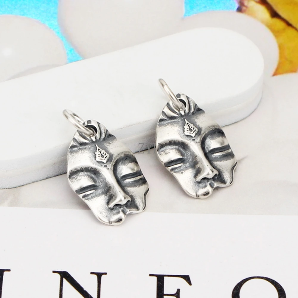 

S925 Sterling Silver Vintage Versatile Irregular Buddha Head Pendant