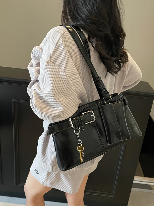 

Trendy Large Capaci Women's Underarm Bag 2025 New Faion Commuter Single oulder Tote Bag Daily Match PU Synthetic Leather