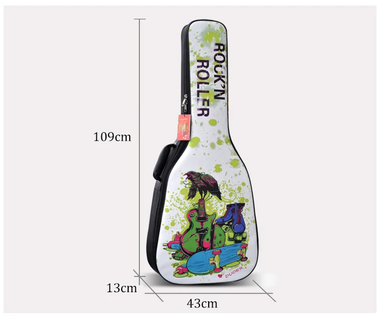 Guitar Case 40/41 Inch Waterproof Oxford Guitar Bag 8MM Cotton Double Straps Padded Exquisite Patterns Guitar Backpack