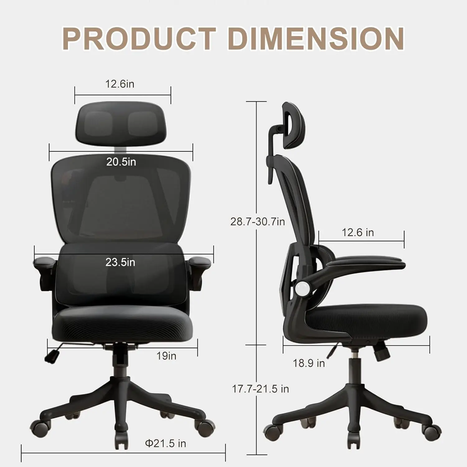 Office Chair with Lumbar Support High Back Desk Chair Adjustable Headrest 3D Armrest and Lumbar Support