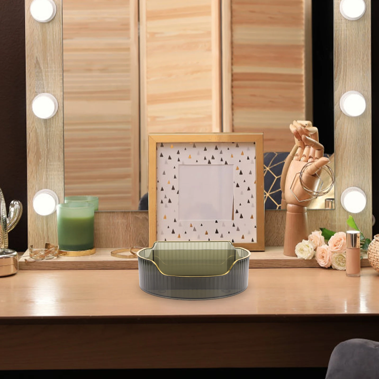 

Rotating Storage Box Transparent Green Thickened Large Capacity Makeup Brush Holder ganizer for Vanity Desktop