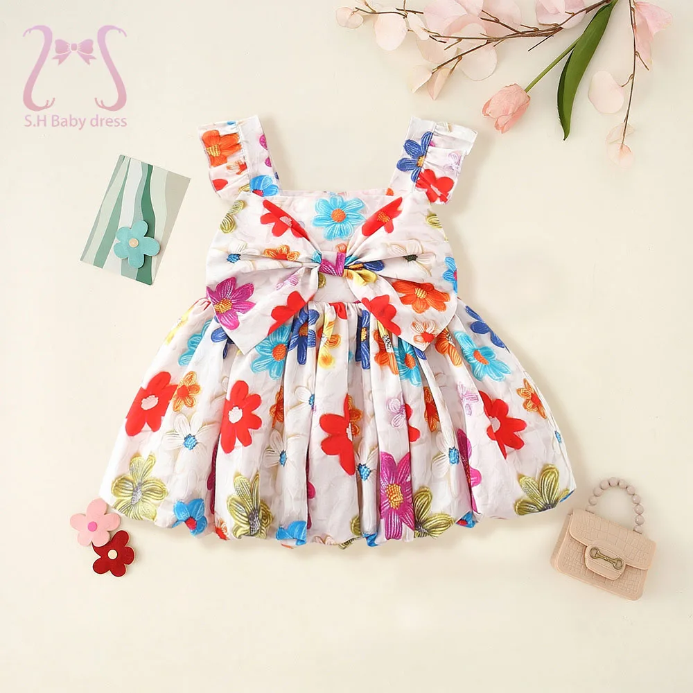 

Летние детские красочные платья, милое платье без рукавов с цветочным узором для маленьких девочек, детская одежда, мягкий костюм для малышей 0-4 лет