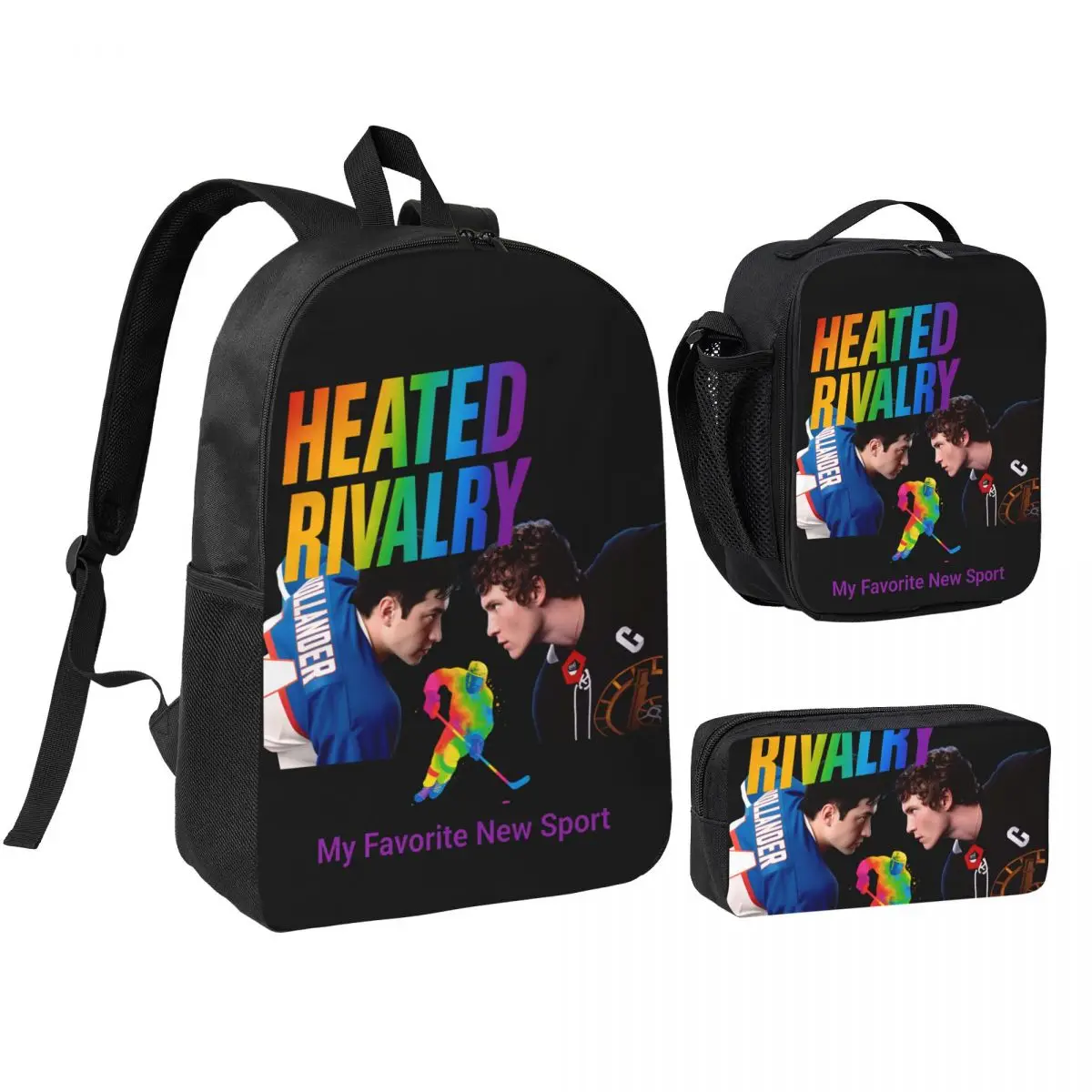 3pecs/set Shane Hollander & Ilya Rozanov Backpack for Student Heated Rivalry Laptop Canvas Bags Lunch bag Pencil Case
