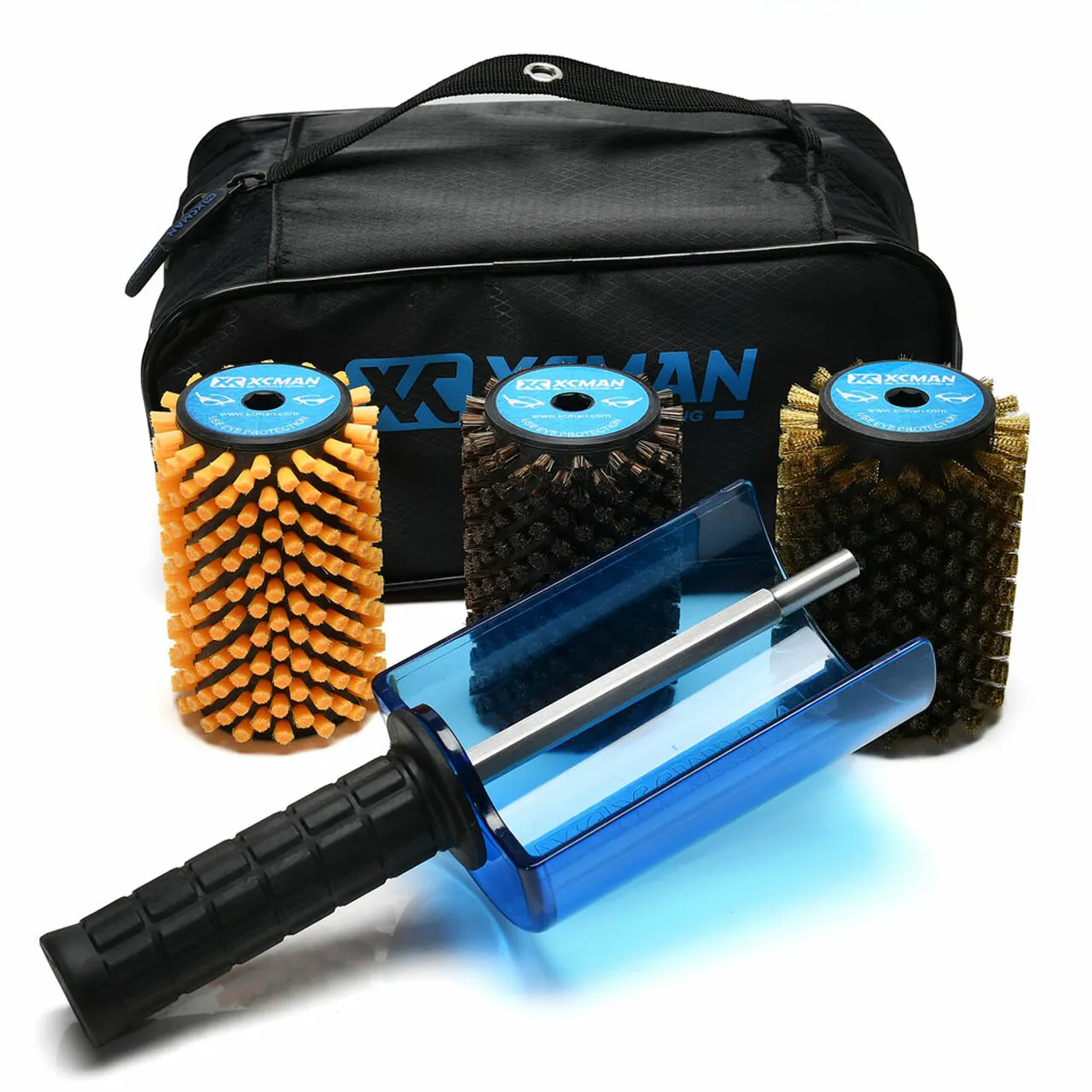 XCMAN Ski Roto Brush Kit Roto Brush Handle Axle with All 3 Brushes:Nylon,Horsehiar,Brass/Cork