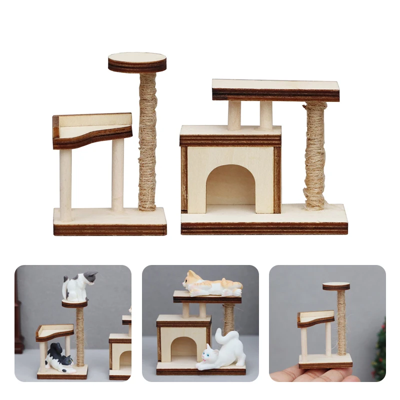 

1Pc 1:12 Dollhouse Miniature Wooden Cat Climbing Frame Pet Furniture Model Doll House Home Pet Life Scene Decor Toy Accessories