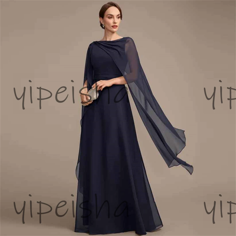 Customized Saudi Arabia Simple Evening dress A-line woman of the bride luxury wedding Chiffion sleeveless Waist Fold Crew dress