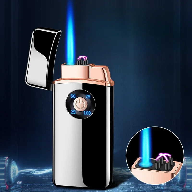 Latest gas electric dual-purpose butane inflatable USB charging metal windproof lighter, high-end business men's gift lighter