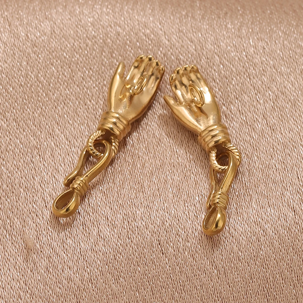 5PCS Gold Plated Stainless Steel Hand-Shape Toggle Connectors DIY Jewelry Making Bracelet Clasps Bulk Wholesale Accessories