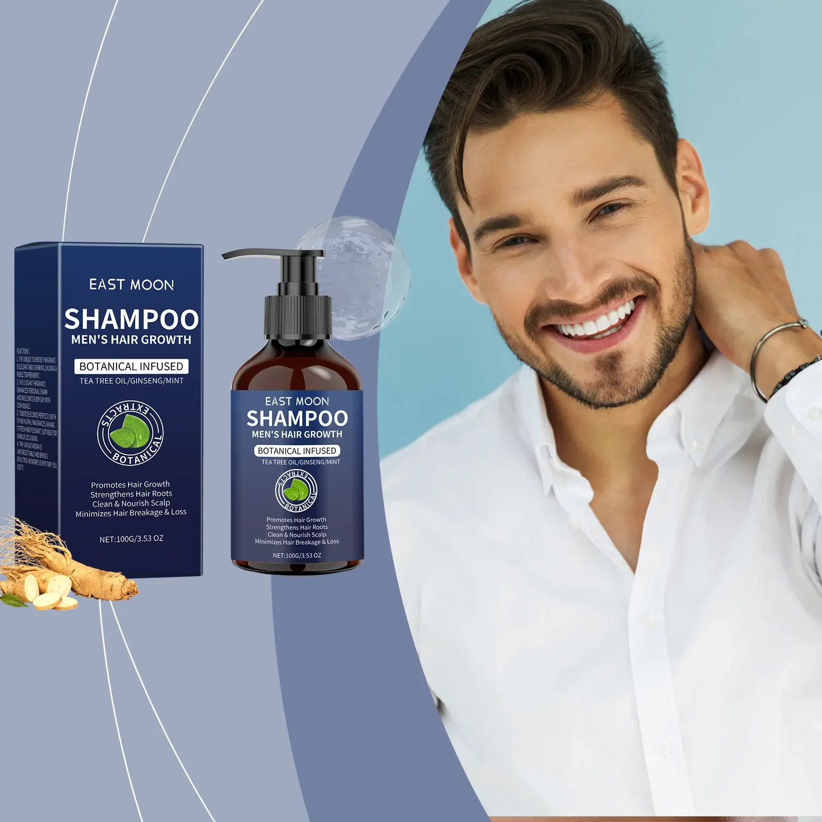 Men's Nourishing Shampoo Hair Cleansing Softening Moisturizing Fluffy and Fragrant Hair Care Shampoo Promotes Strong Hair Growth