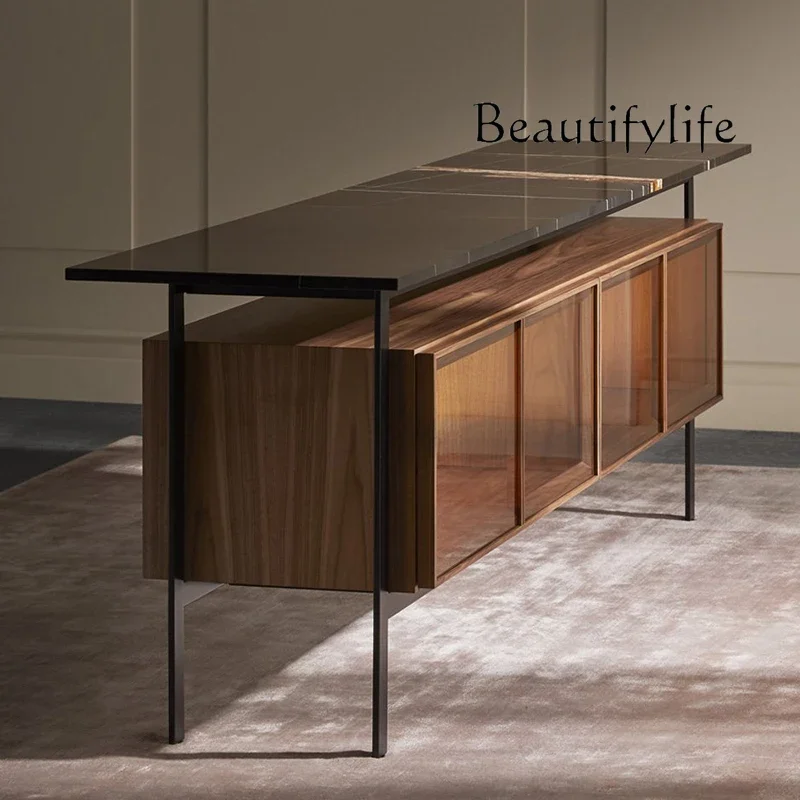 خزانة جانبية لتناول الطعام ذات أقدام عالية، أثاث فاخر وخفيف الوزن، خزانة مشروبات رخامية، تخزين الرياح، خزانة زخرفية بسيطة #3