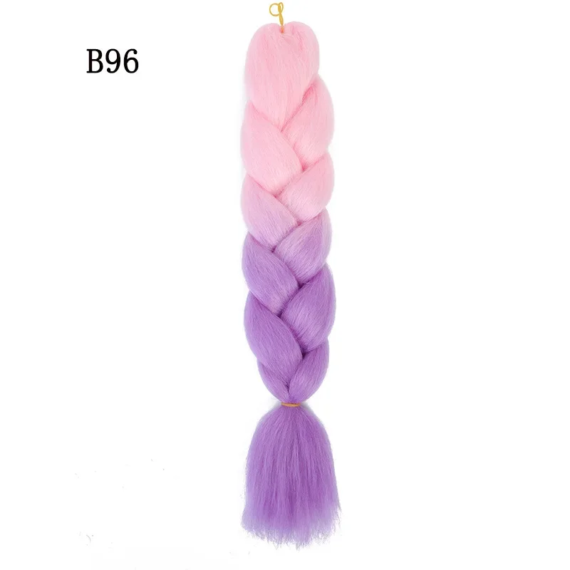 Cabelo De Trança De Cor Gradiente Sintético Para Mulheres, Trança Falsa Jumbo, Extensão Ombre, Tranças DIY, Roxo, 49"