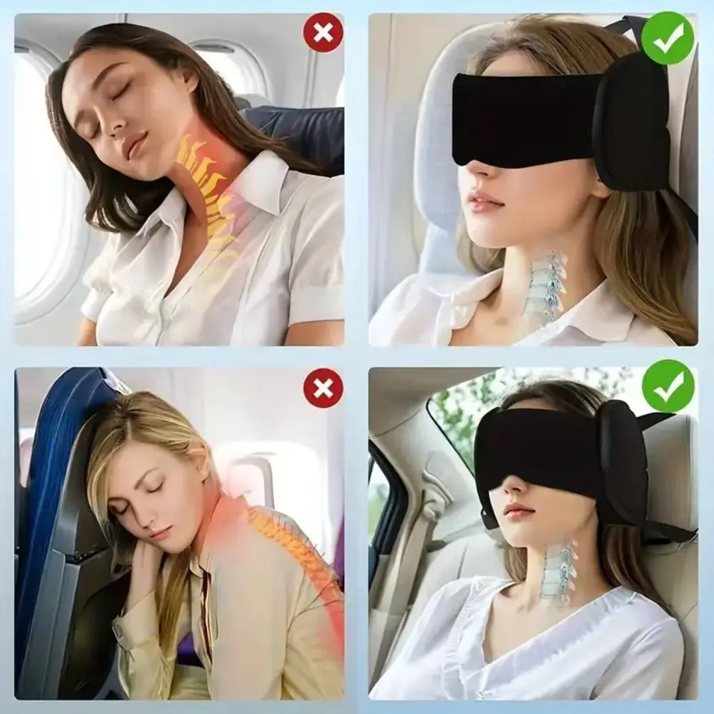 Light-Blocking 3D Eye Mask Breathable Contoured 3D Shape Eye Mask Set Soft Fabric Pressure Away 3-in-1 Eye Mask Travel