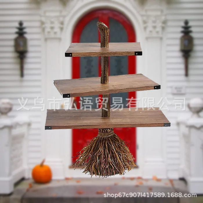 

New resin crafts Halloween broom table root ornaments decorations creative memorial home living room