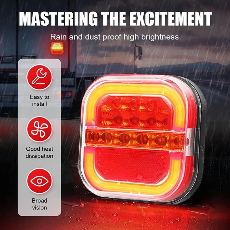 Trailer Tail Light Rear Lamp For Towing Rechargeable High-Intensity Brake Tail Light For Truck Marine Towing RV Trailer