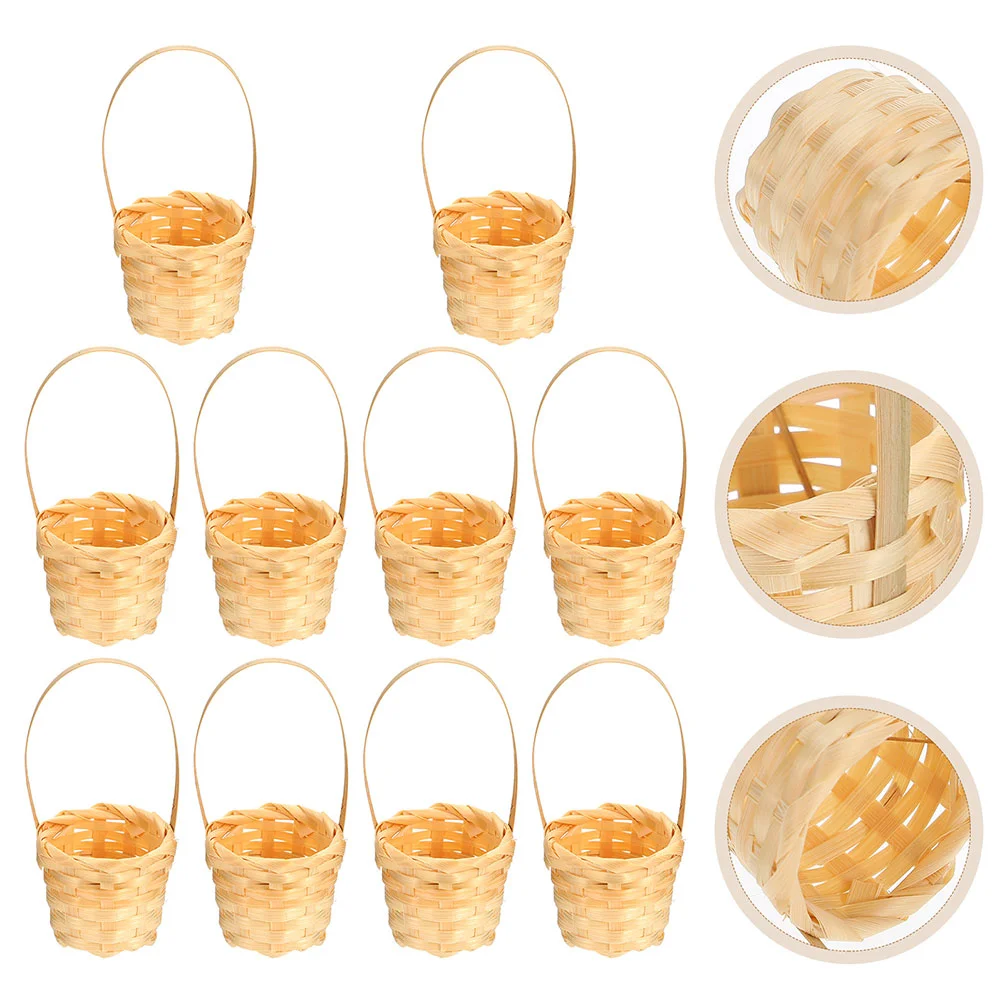 5 Pcs Universal Mini Flower Basket Miniature Woven Baskets Bamboo Small Weaving Tiny