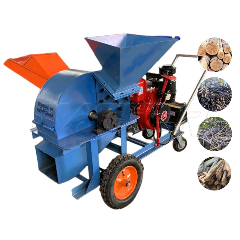 25hp Diesel Coconut Shell Branch Shredder Wood Crusher Portable Hand Push Sawdust Making For Farm Ranch Orchard Wood Pellet