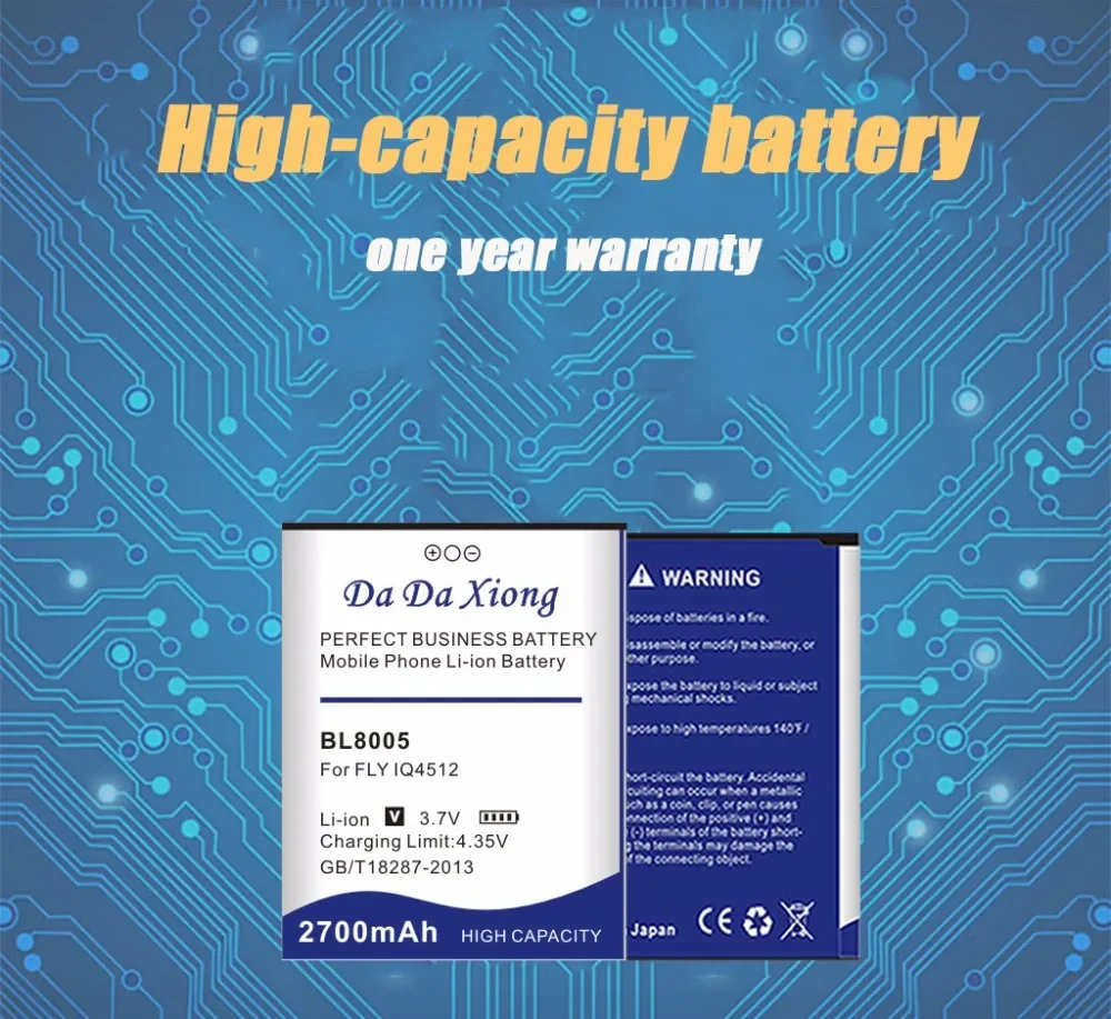 DaDaXiong Original 2700mAh BL8005 Li-ion For FLY IQ4512 Mobile Phone Battery