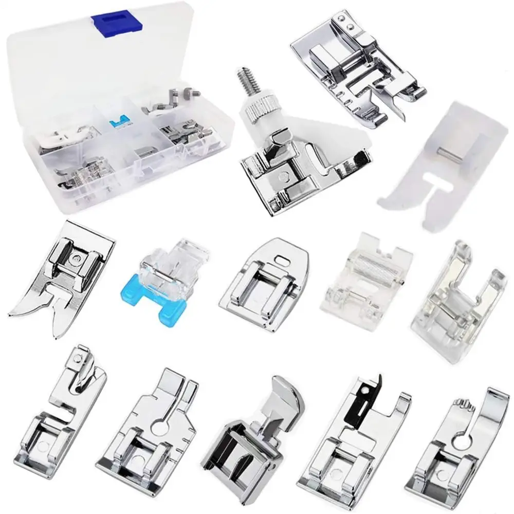 13 pçs/caixa calcador conjunto rolo pé invisível zíper pé para irmão cantor janome acessórios da máquina de costura doméstica