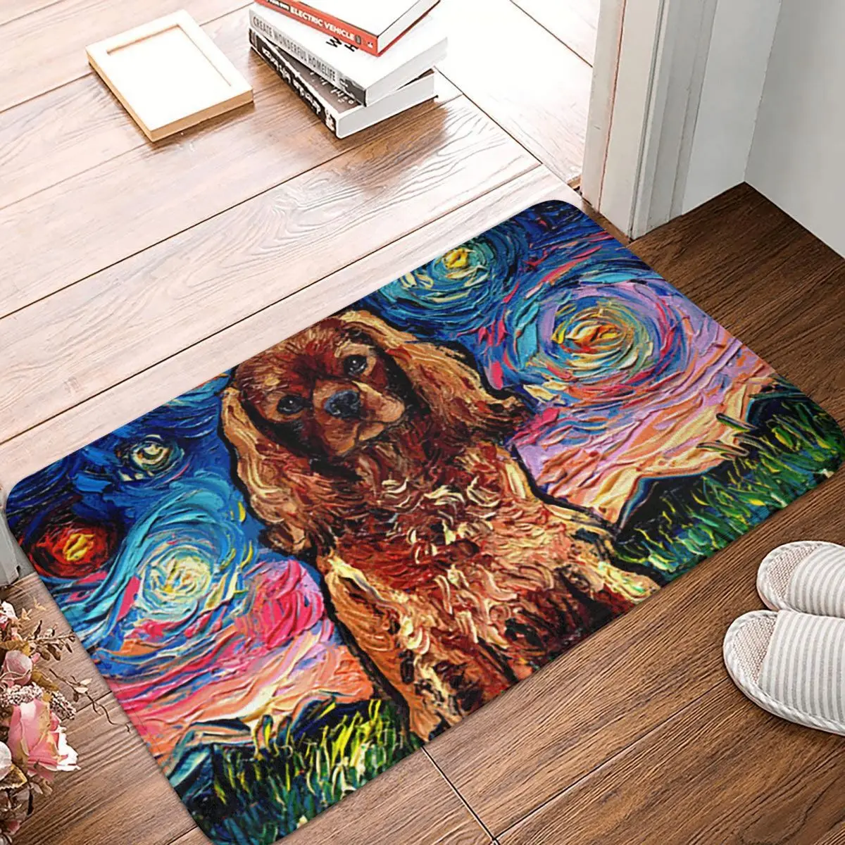Ruby Dog Cavalier King Charles Spaniel Night Doormat Kitchen Entrance Home Floor Mat Anti-slip Carpet Rug for Balcony Footpad