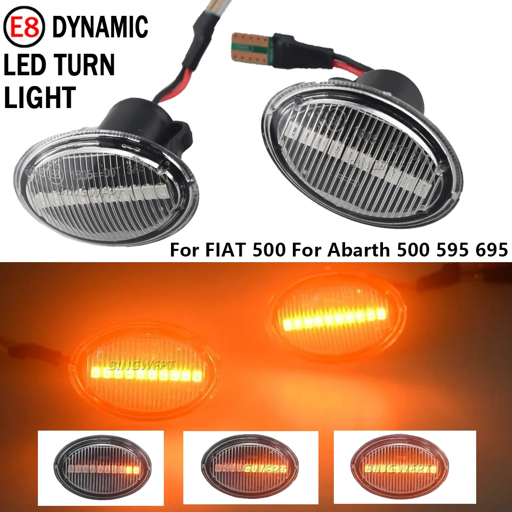 Car-styling Sequential Dynamic LED Side Marker Turn Signal Light For FIAT 4S 63 3P NUOVA 500 ABARTH