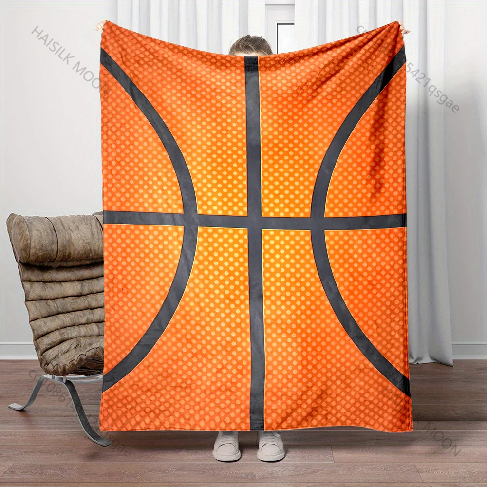 Basketball close-up orange pattern Print Blanket Warm Soft Fluffy Kids and Adult Sofa Bed Throw Blanket Travel Camping RV