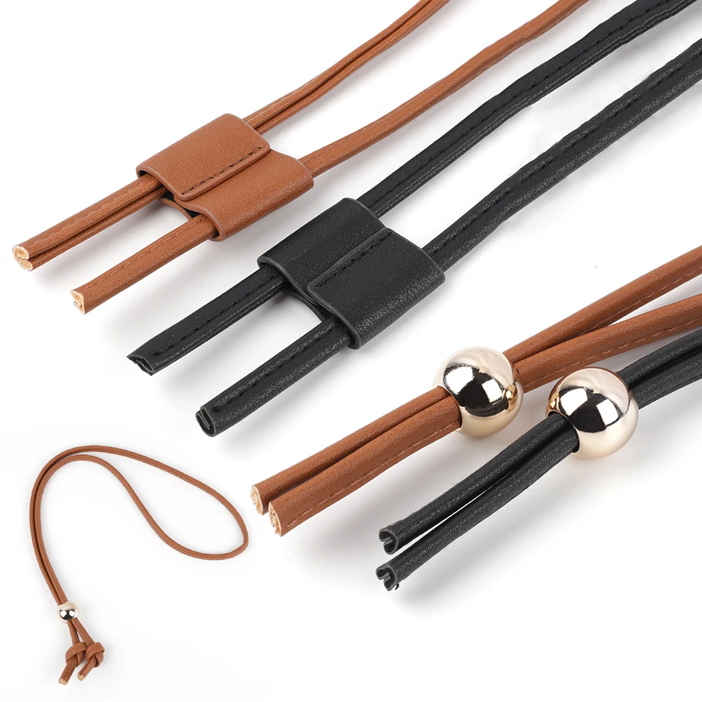 Bag Strap Drawstring Rope For Women Bag PU Leather Shoulder Slide Lock Buckle Detachable Backpack Beam Pocket Purse Accessories