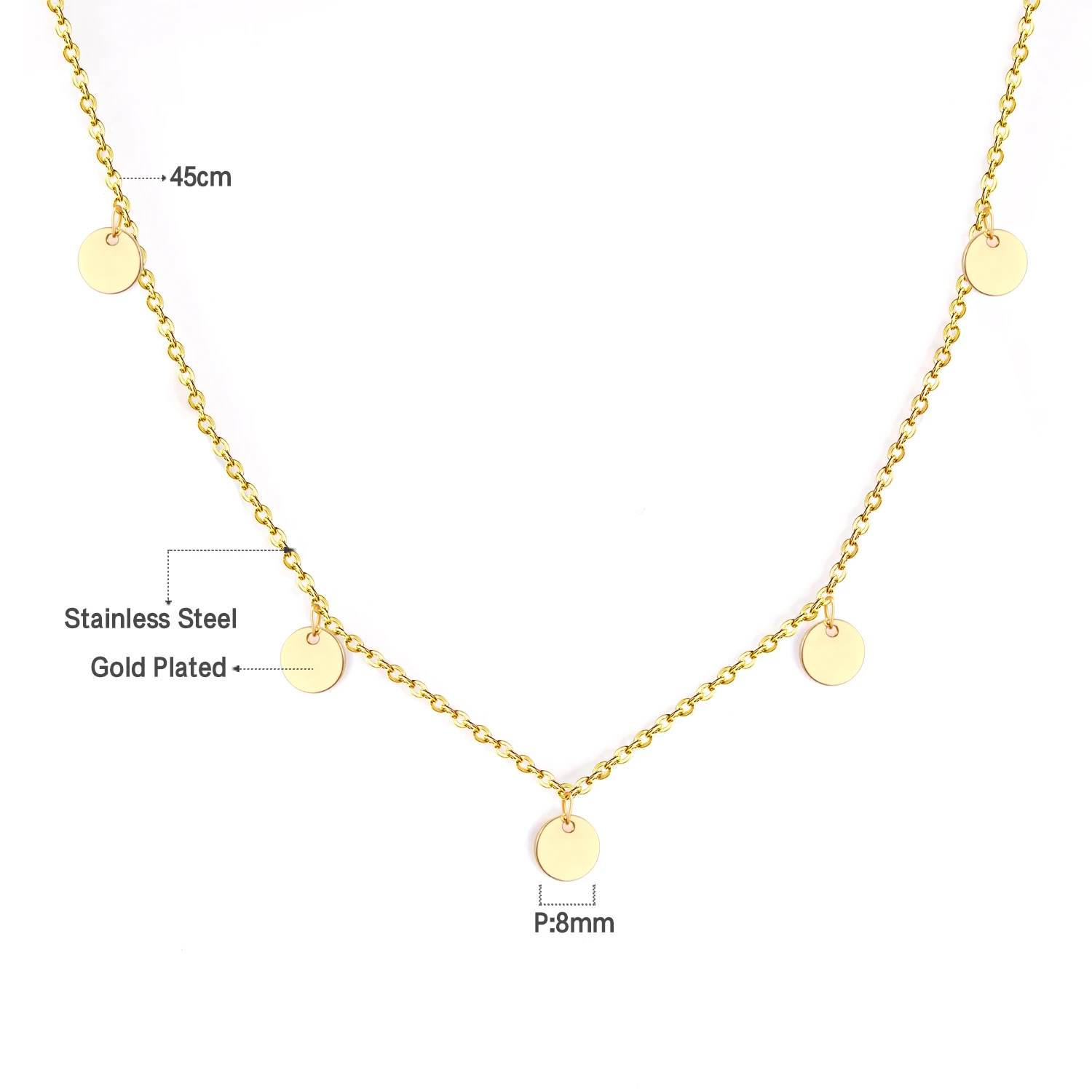 LUXUSTEEL Vintage Mini Runde Münze Charme Halsband Halskette Für Frauen Mädchen Vergoldet Silber Farbe Edelstahl Böhmen Schmuck